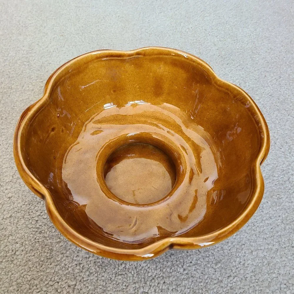 Vintage Haeger #216 Scalloped Planter Floral Petal Ceramic Glazed Pottery